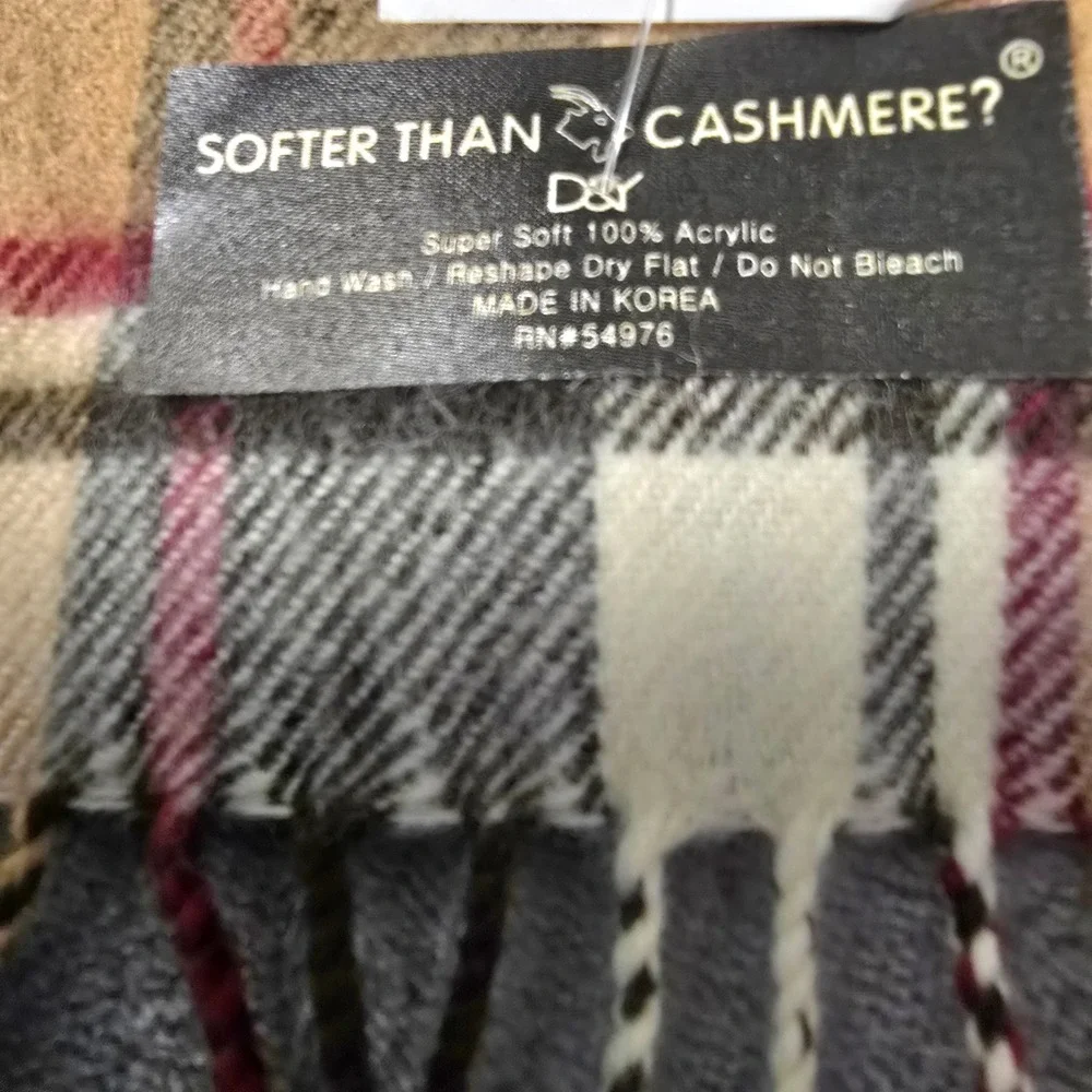 NWT Kohls Womens Plaid Scarf‎ Fringe Super Soft Brown Black Beige Winter Fashion